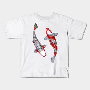 Yin Yang Kuhaku Asagi Koi Vector Kids T-Shirt